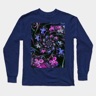 Blue pink flower pattern Long Sleeve T-Shirt